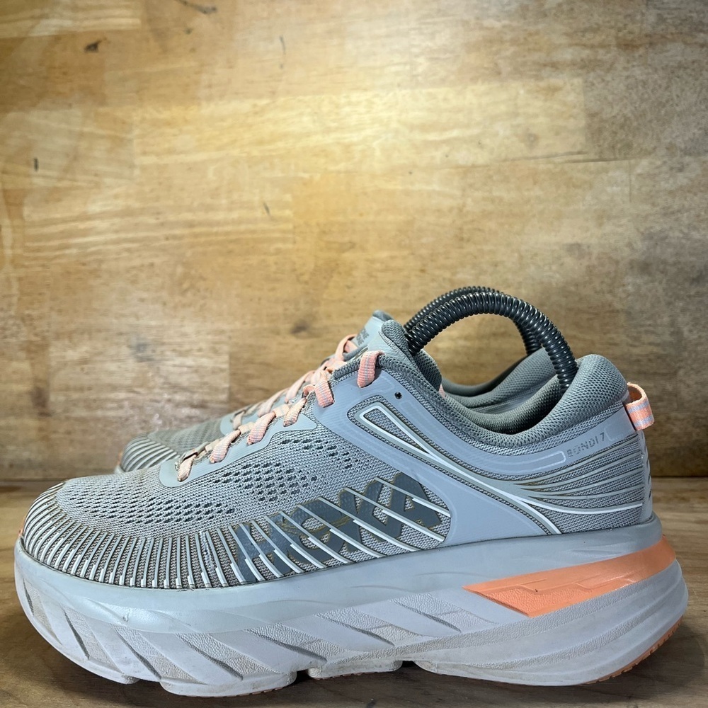 Hoka One One Bondi 7 CUSHIONED Womens Size 7.5 Running Shoes Sneakers Gray - Picture 5 of 14
